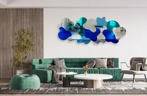 Oversized Wall Decor Blue Mirrored Acrylic Art