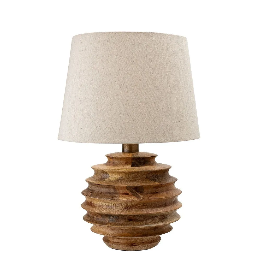 Oversized Wood Lamp & Linen Shade