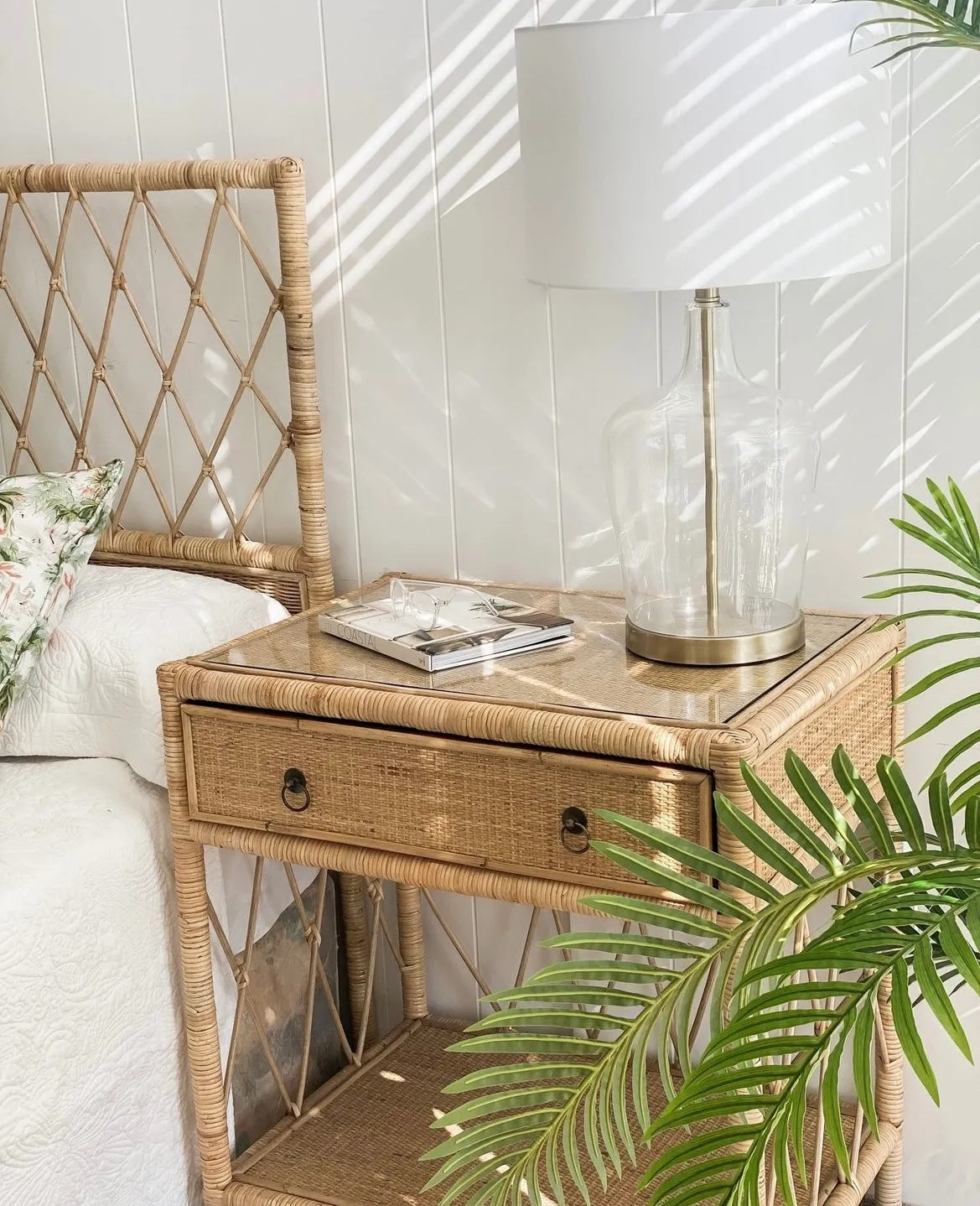 Palm Beach Glass Brass Lamp