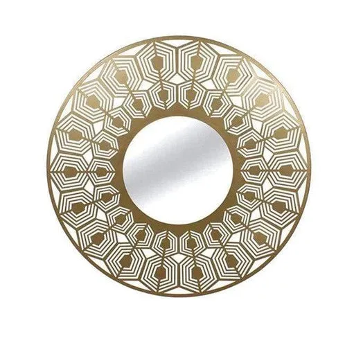 Peacock Mirror Metal Black and Gold: Stylish Laser-Cut Elegance