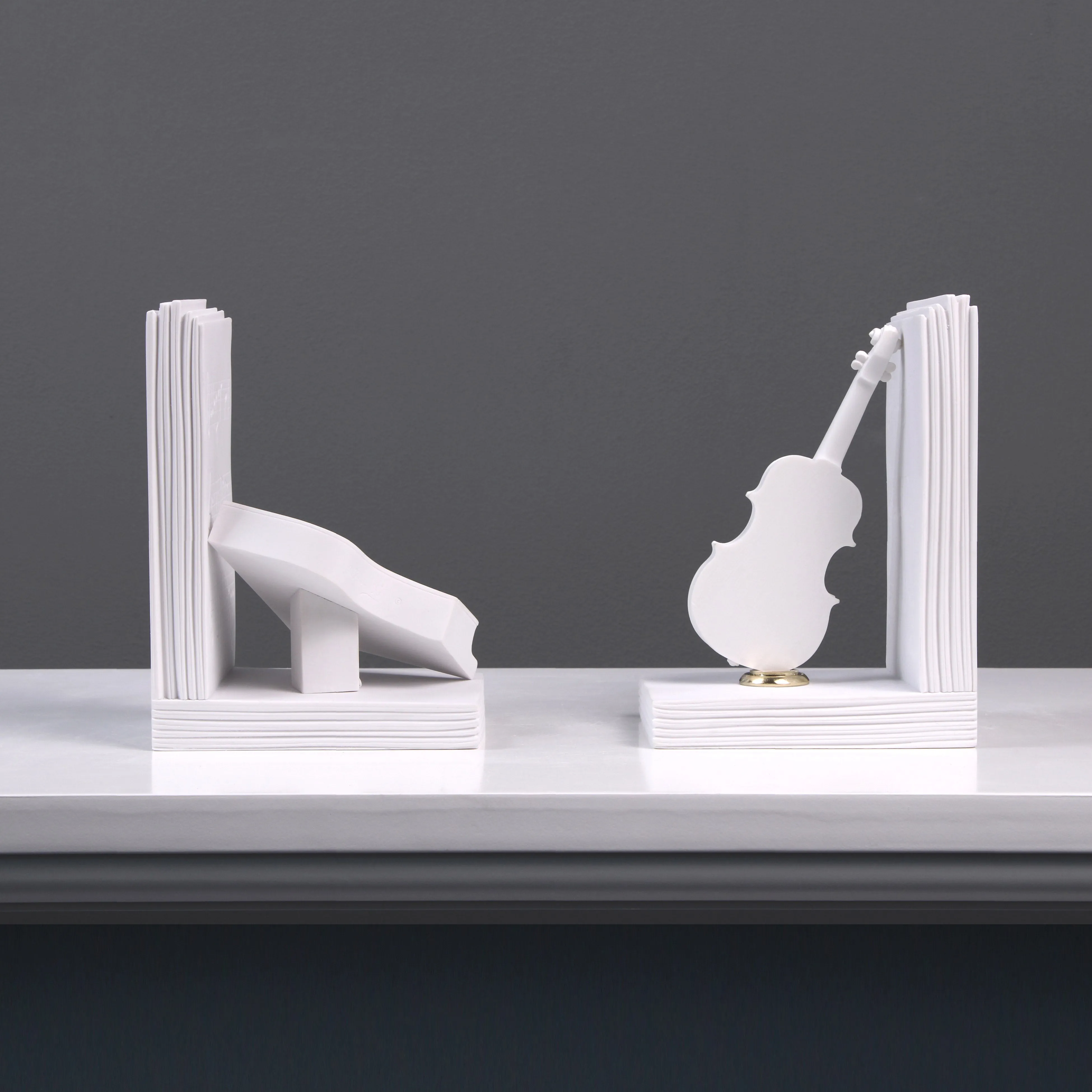 Piano and Violin Bookend in Pair