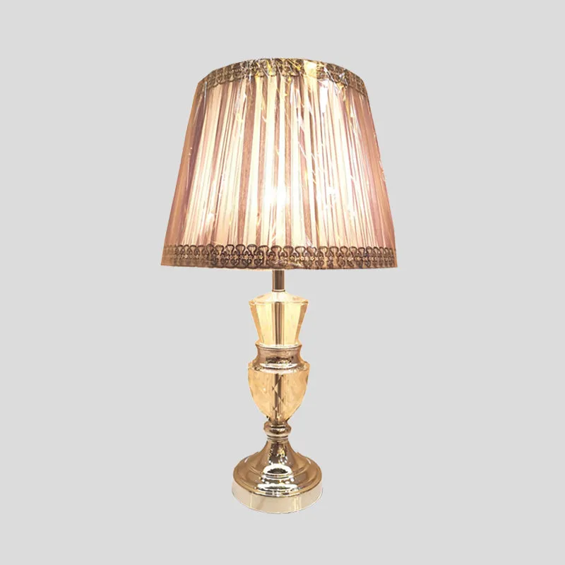 Pink Nordic Curvy Table Lamp with Faceted Crystal Shade - Elegant Desk Light