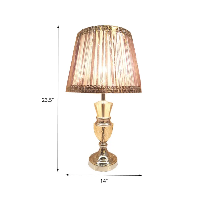 Pink Nordic Curvy Table Lamp with Faceted Crystal Shade - Elegant Desk Light