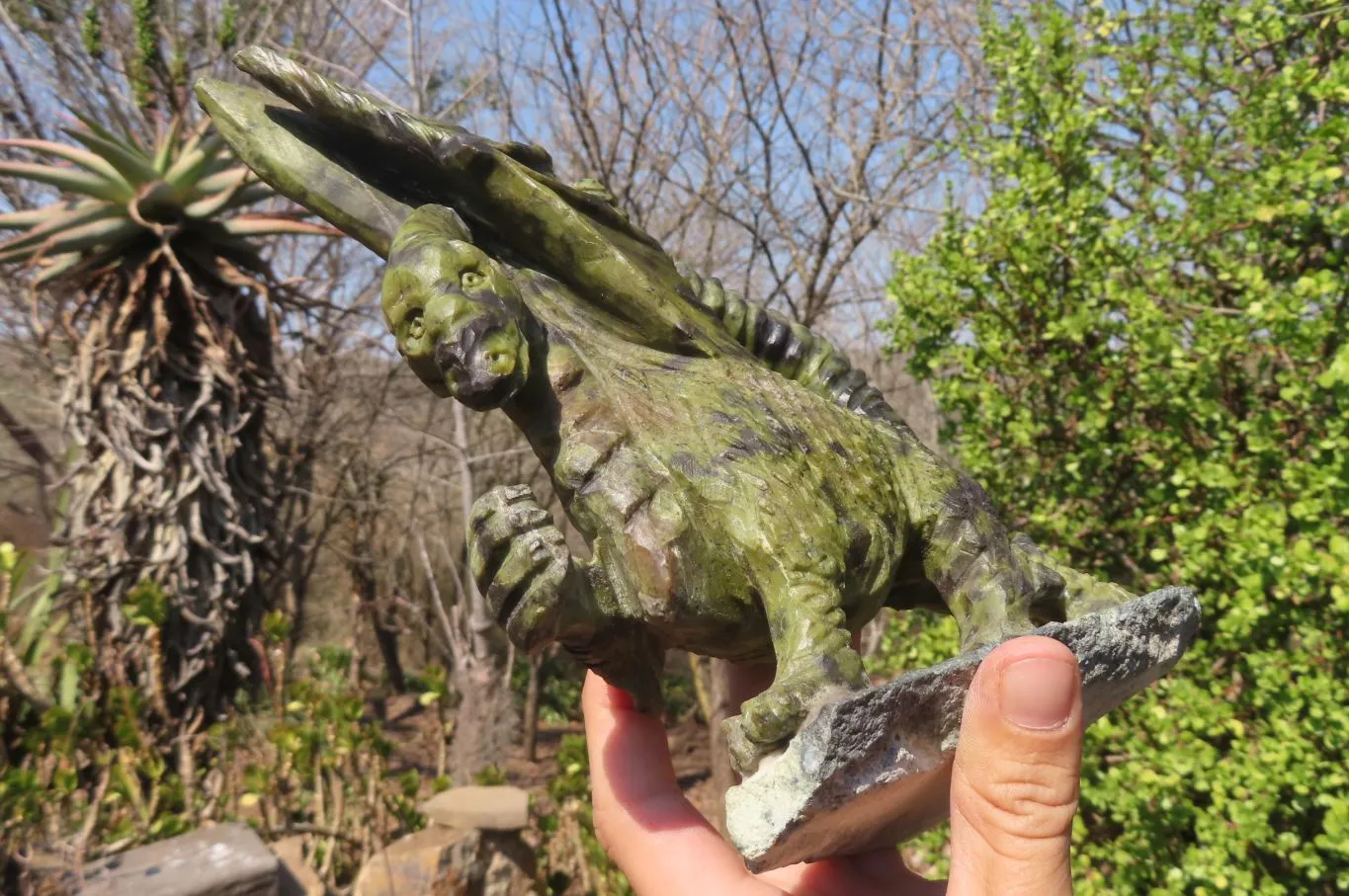 Polished Leopard Stone Welsh Dragon Carving x 1 From Zimbabwe