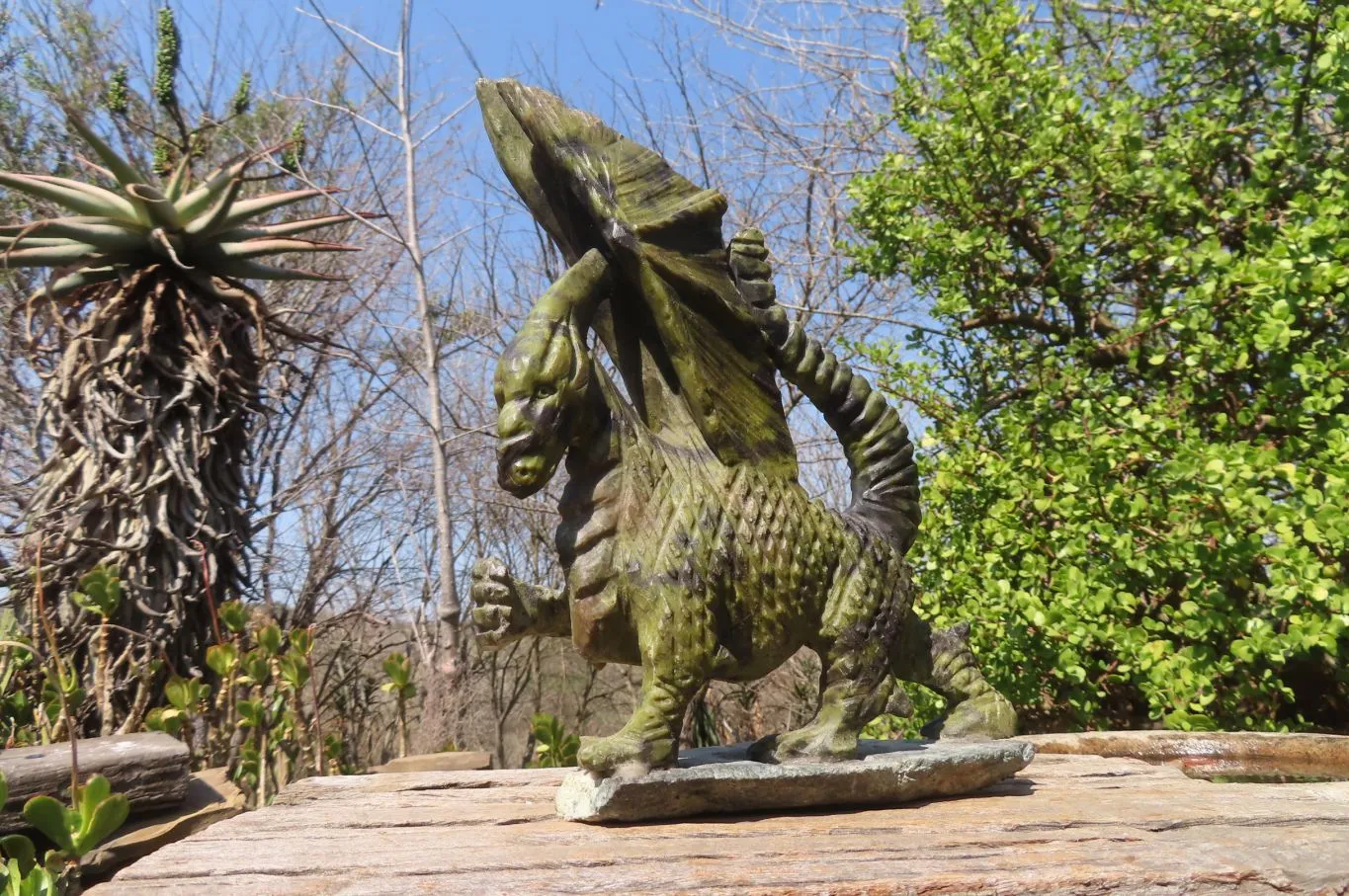 Polished Leopard Stone Welsh Dragon Carving x 1 From Zimbabwe