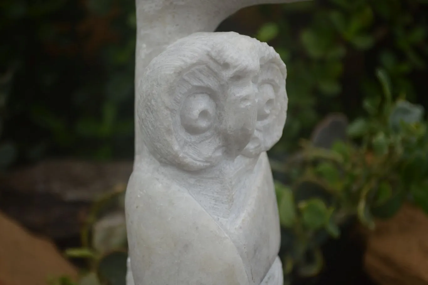 Polished Sparkling White Marble Owl Sculpture x 1 From Zimbabwe