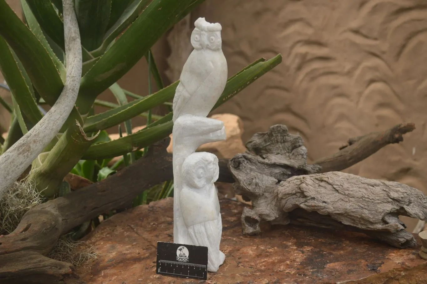 Polished Sparkling White Marble Owl Sculpture x 1 From Zimbabwe