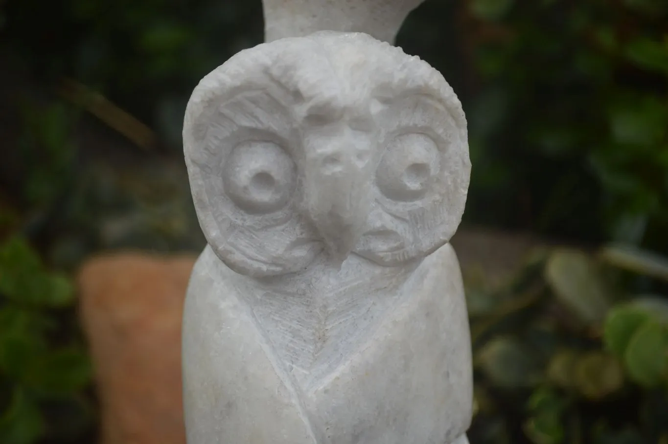 Polished Sparkling White Marble Owl Sculpture x 1 From Zimbabwe