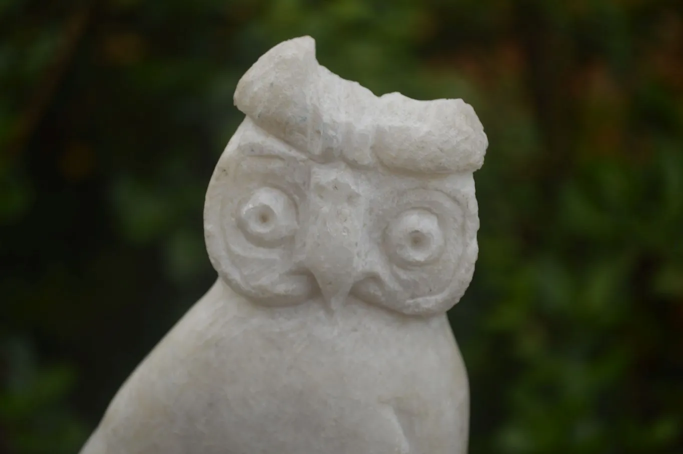 Polished Sparkling White Marble Owl Sculpture x 1 From Zimbabwe