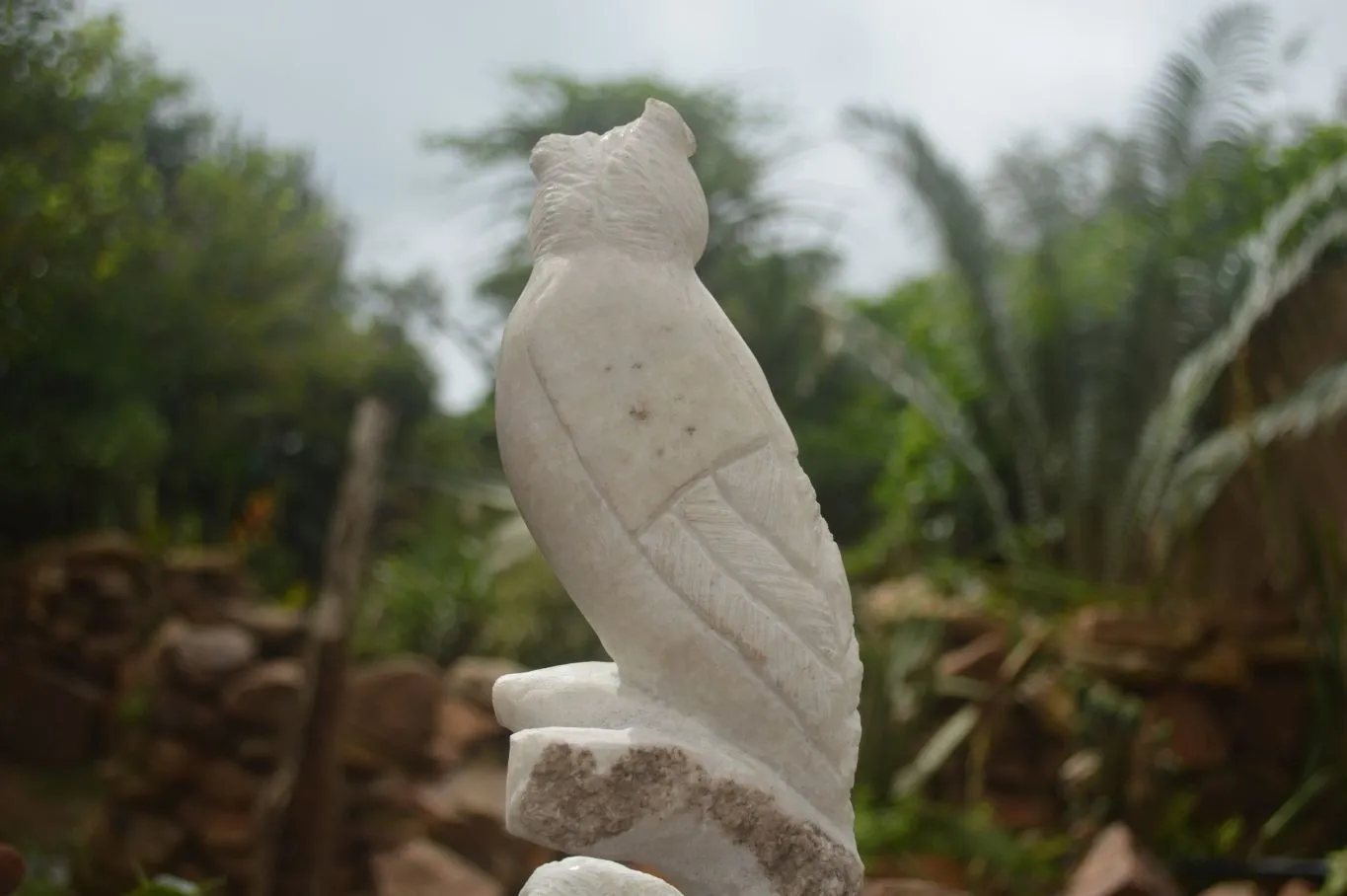 Polished Sparkling White Marble Owl Sculpture x 1 From Zimbabwe