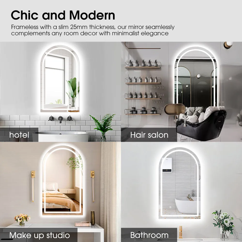 ProPulse Arched LED Wall Mirror Bathroom Mirrors With 3 Color Anti-fog 60x100cm