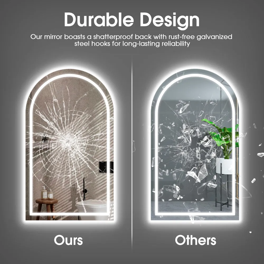 ProPulse Arched LED Wall Mirror Bathroom Mirrors With 3 Color Anti-fog 60x100cm