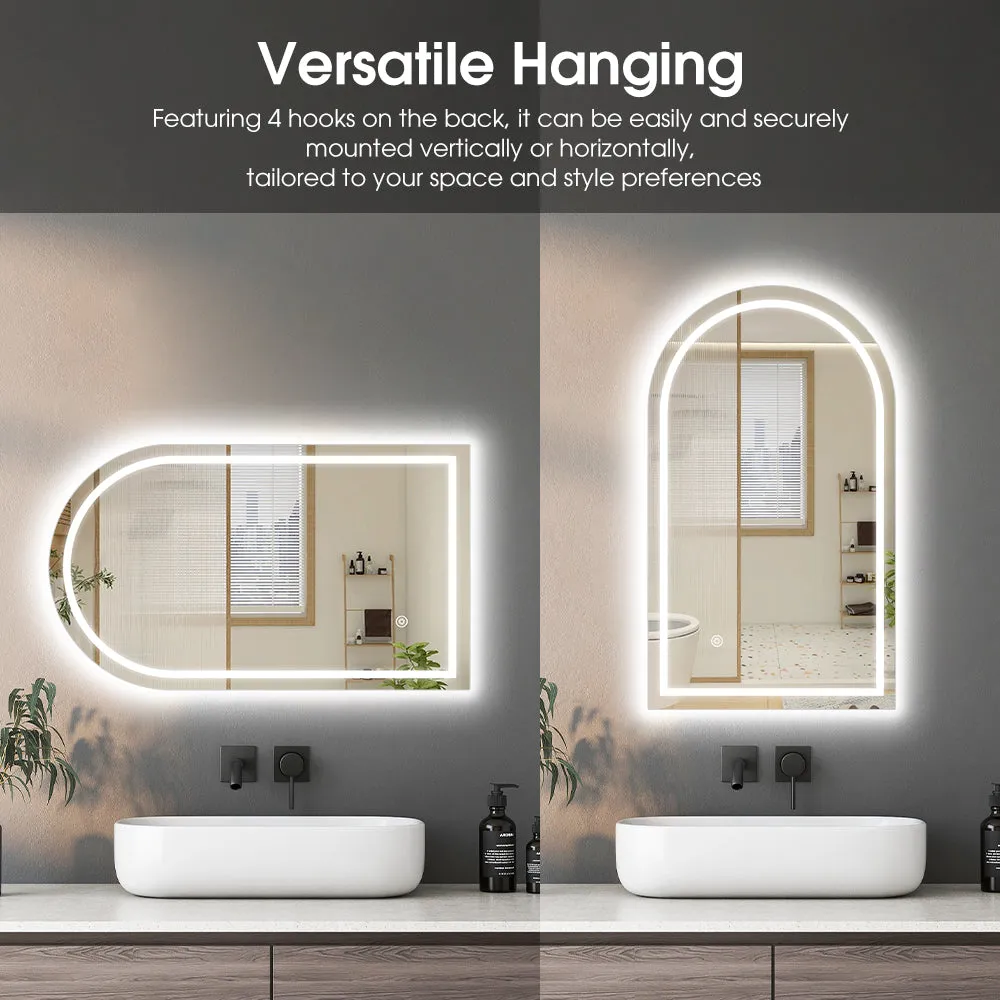 ProPulse Arched LED Wall Mirror Bathroom Mirrors With 3 Color Anti-fog 60x100cm