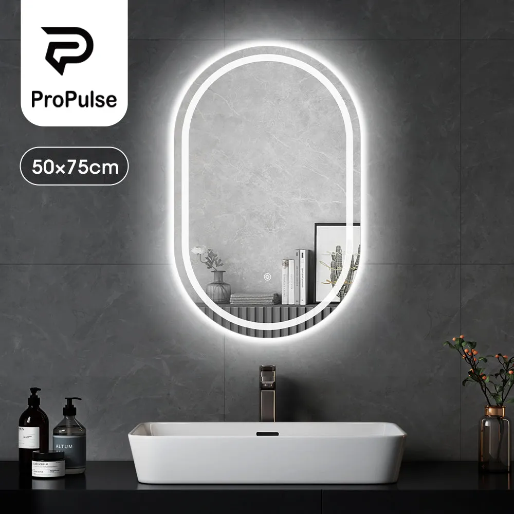 ProPulse Bathroom LED Wall Mirror 50x75CM Makeup Mirrors With 3 Color Anti-fog