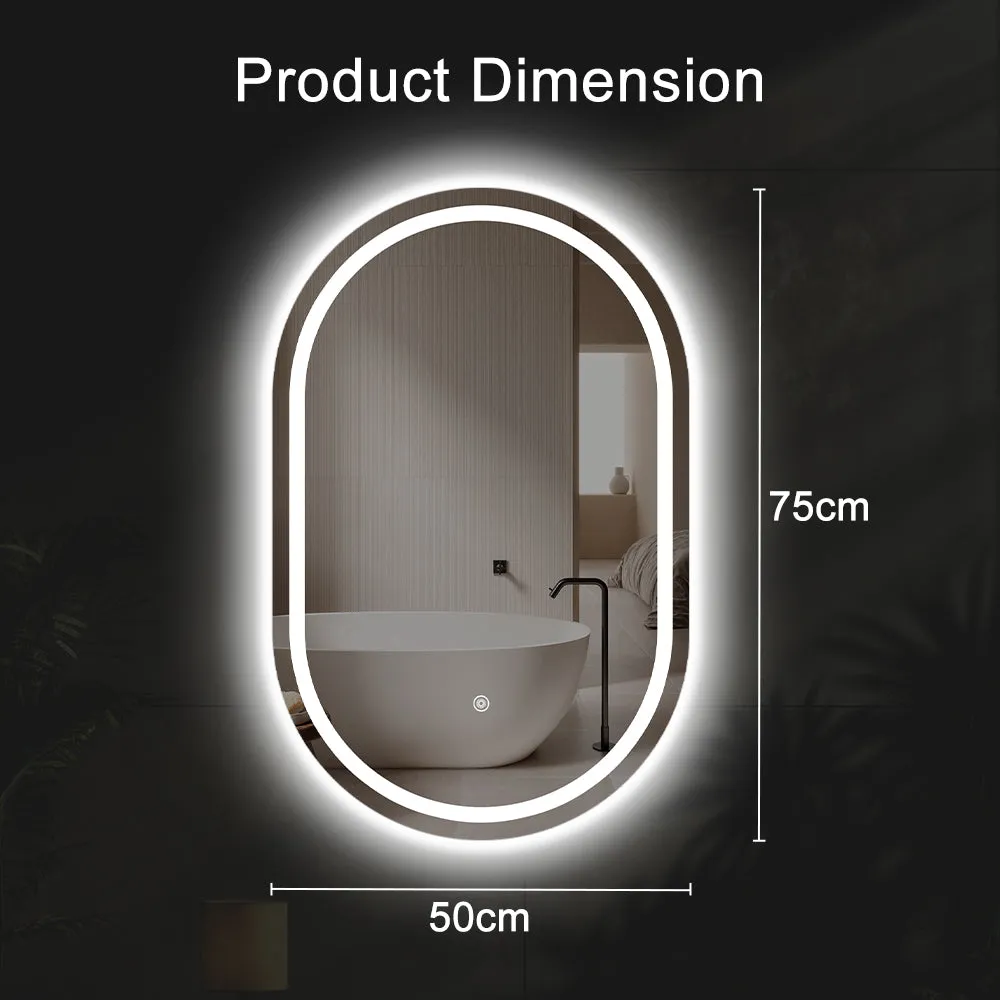 ProPulse Bathroom LED Wall Mirror 50x75CM Makeup Mirrors With 3 Color Anti-fog