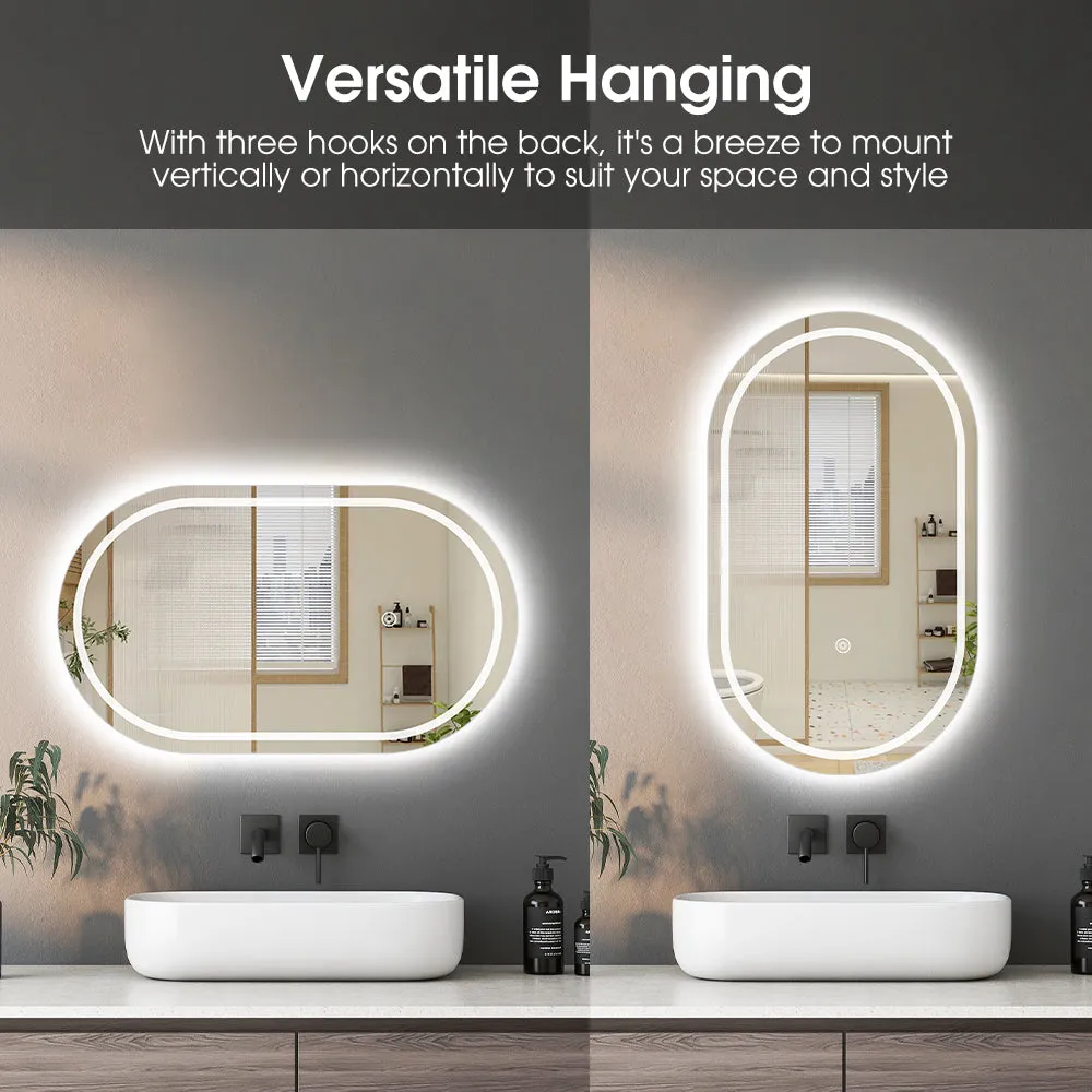 ProPulse Bathroom LED Wall Mirror 50x75CM Makeup Mirrors With 3 Color Anti-fog