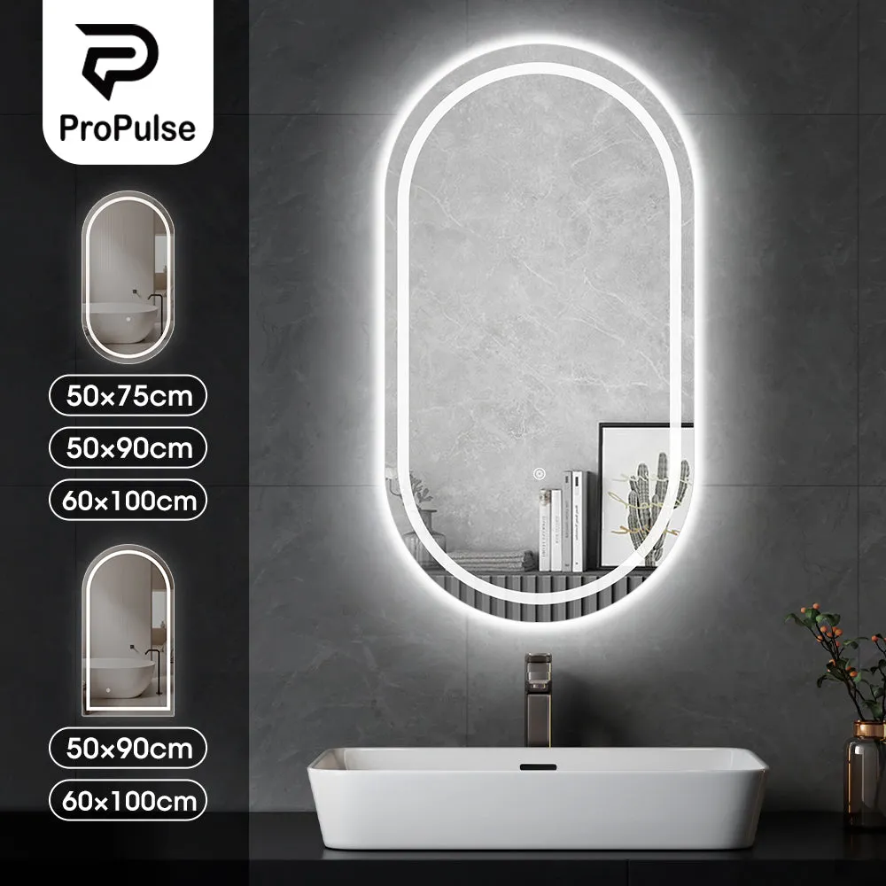 ProPulse Oval/Arch Bathroom LED Wall Mirror Makeup Mirrors With 3 Color Anti-fog