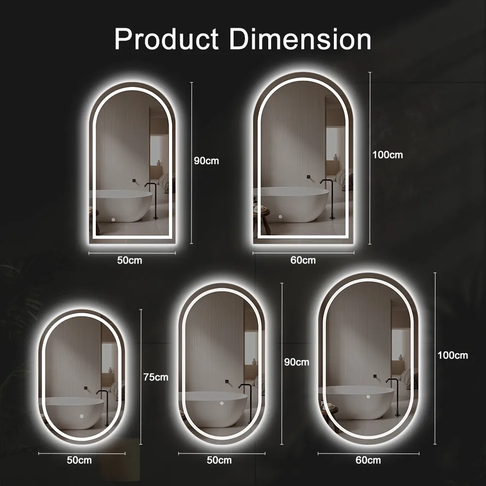 ProPulse Oval/Arch Bathroom LED Wall Mirror Makeup Mirrors With 3 Color Anti-fog