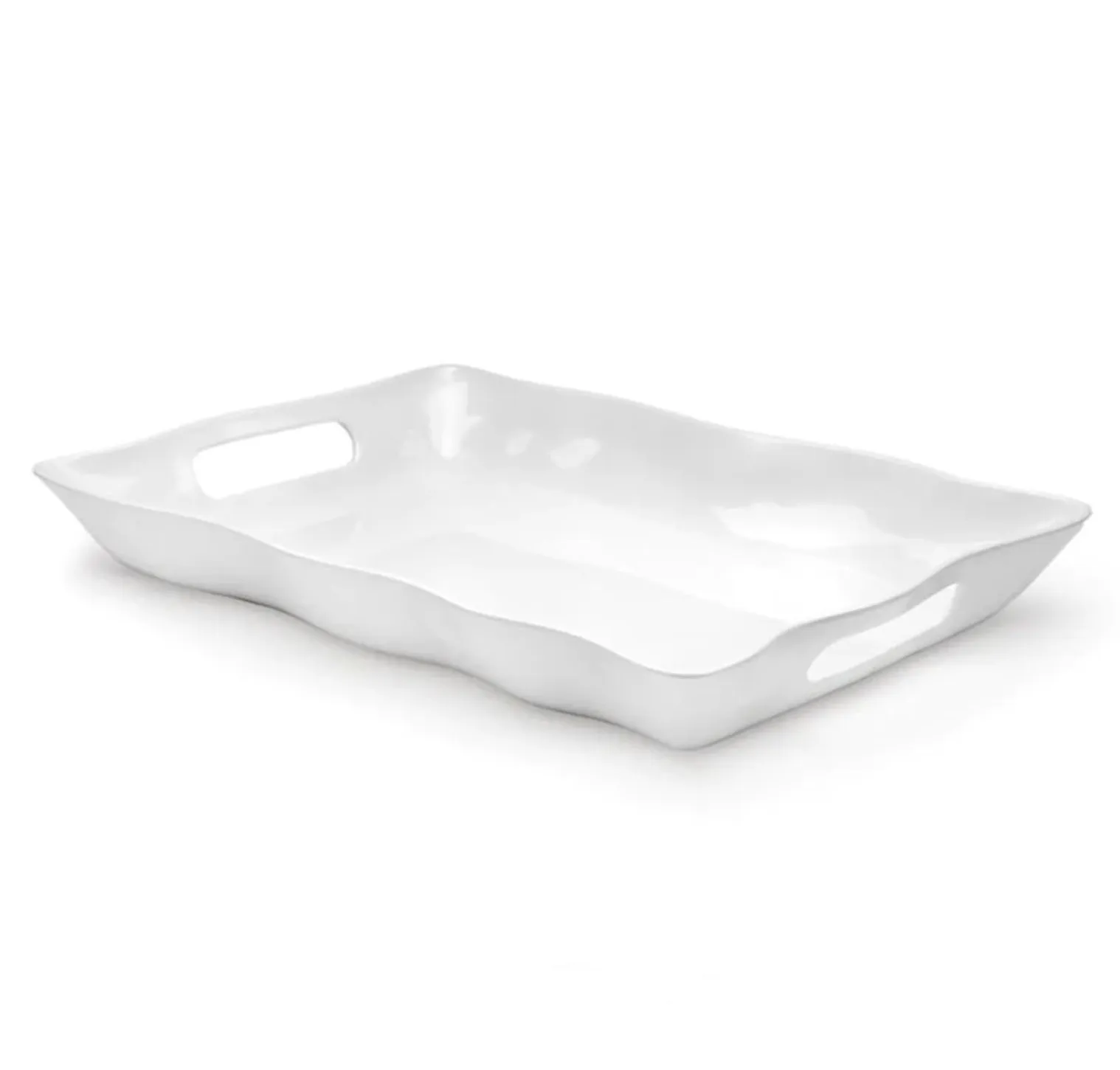 Q Squared Ruffle Melamine Small Rectangle Tray – White – 18" x 12"