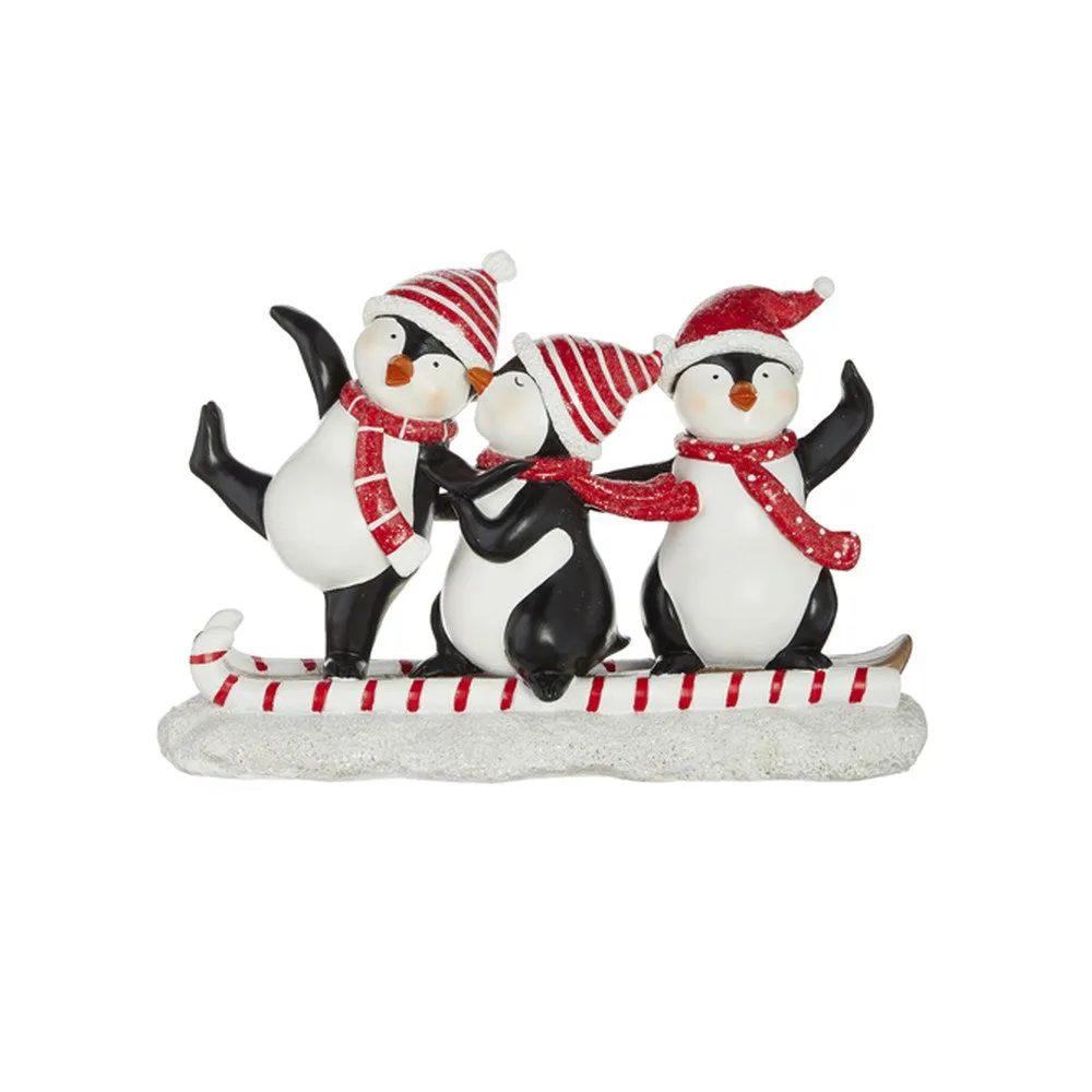 Raz Imports 2021 Snowed In 12-inch Sledding Penguins Figurine