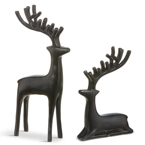 Raz Imports 2023 All Is Calm 8" Matte Black Deer, Set of 2