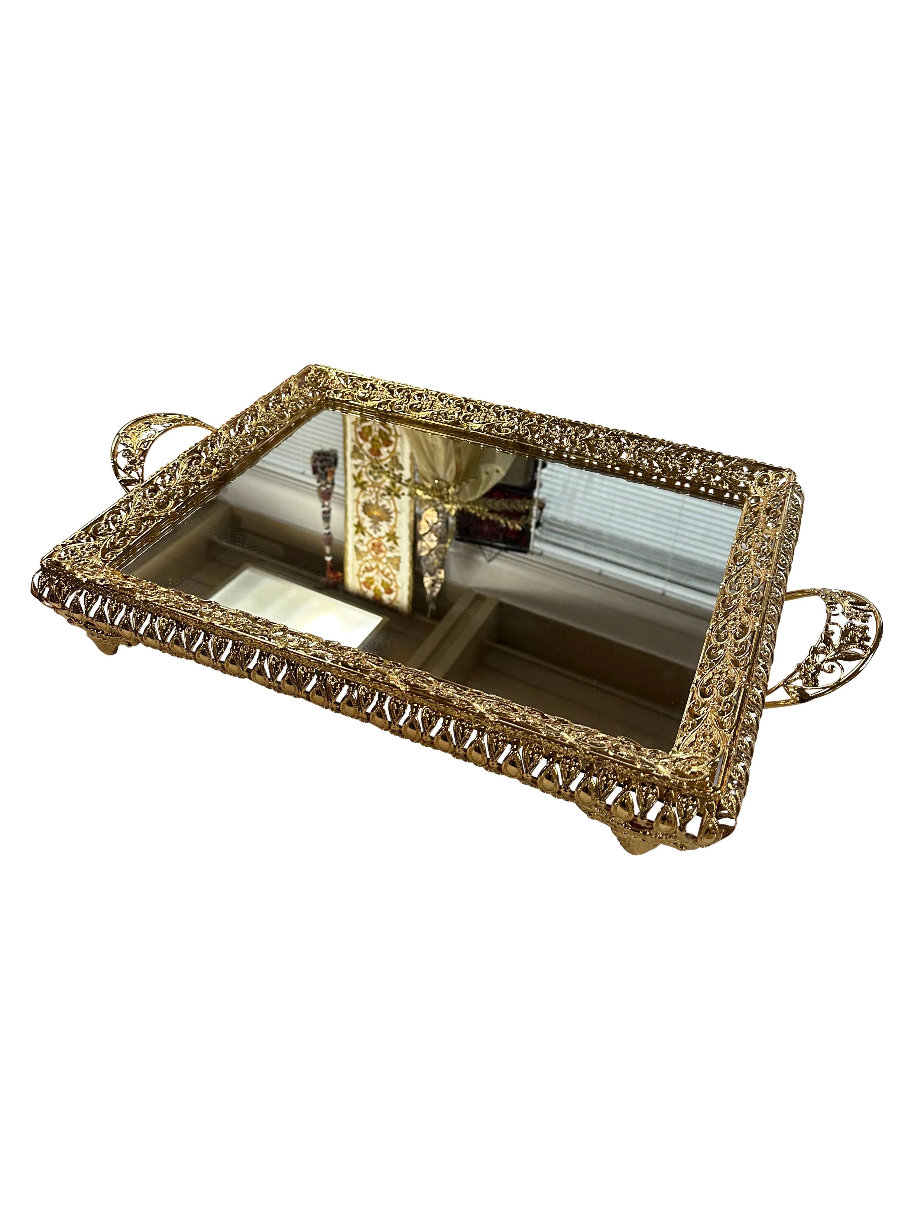 Rectangular Mirror Tray with Handles for Shirnee