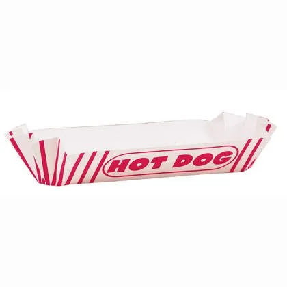 Red Striped Paper Hot Dog Trays (8ct)