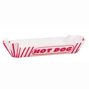 Red Striped Paper Hot Dog Trays (8ct)