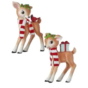 Regency  5.8"Resin Baby Reindeer With Stripe Scarf Set Of 2, Assortment