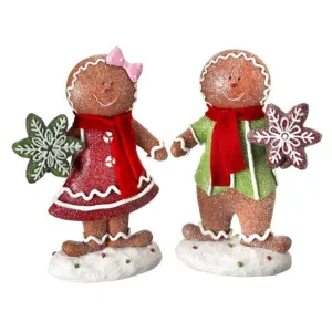 Regency 8.5" Resin Gingerbread Couple With Cookies, Set Of 2, Assortment.