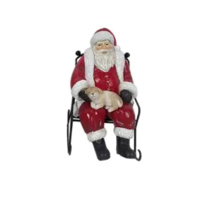 Regency International 6.5" Rsn Santa W/ Puppy In Mtl Rocker