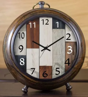 Rocks Handicraft Clock Antique Style Office Home Decor handicrafts Items Wedding Gift Bedroom Living Room Office Desk Clock(Wood, Brown)