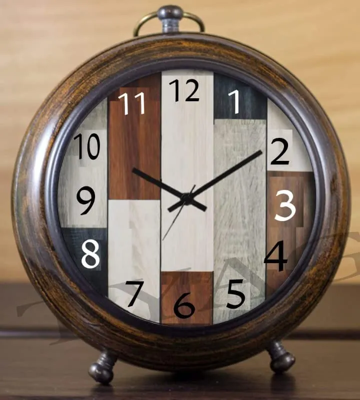 Rocks Handicraft Clock Antique Style Office Home Decor handicrafts Items Wedding Gift Bedroom Living Room Office Desk Clock(Wood, Brown)