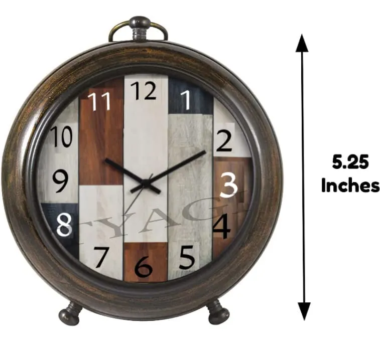 Rocks Handicraft Clock Antique Style Office Home Decor handicrafts Items Wedding Gift Bedroom Living Room Office Desk Clock(Wood, Brown)