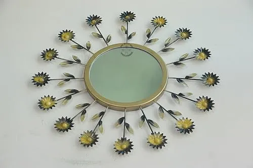 Round Metal Wall Mirror with Unique Design, Stylish Home Decor, Versatile Hanging Options, Perfect for Living Room, Bedroom, and Hallway Metal Mirror Elegant