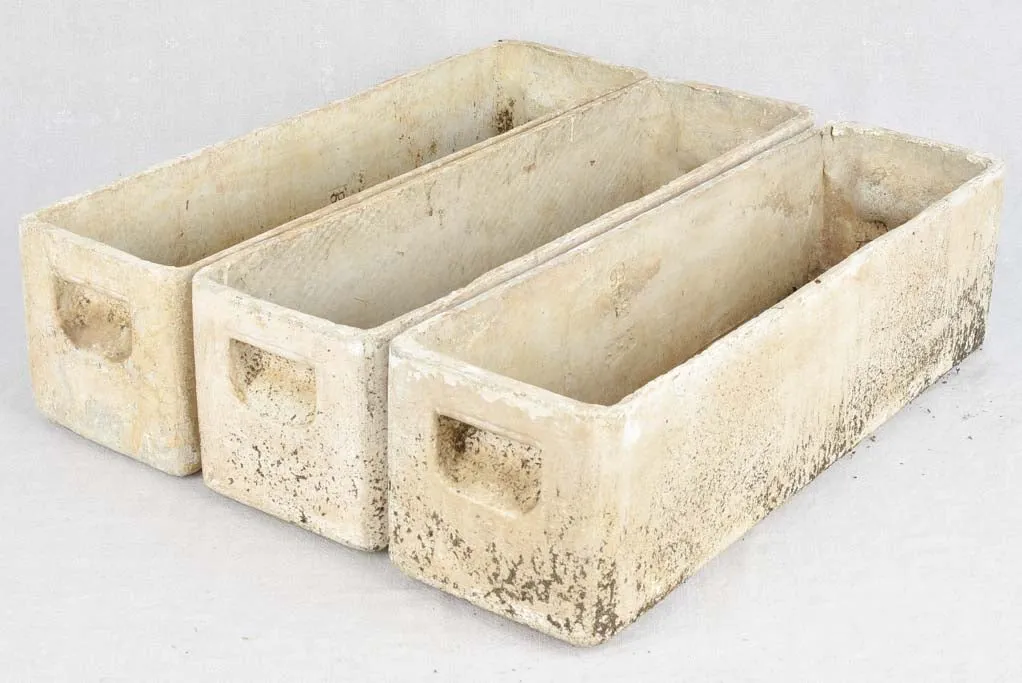 Set of 3 medium-sized rectangular planters 23¾" x 6¾"