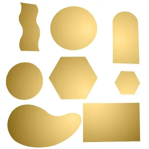 Shauq 8 pcs Golden Acrylic Mirror Reflection Board Geometric Shape Photo Background Props Set Photography Ornaments Reflective Display Sheet