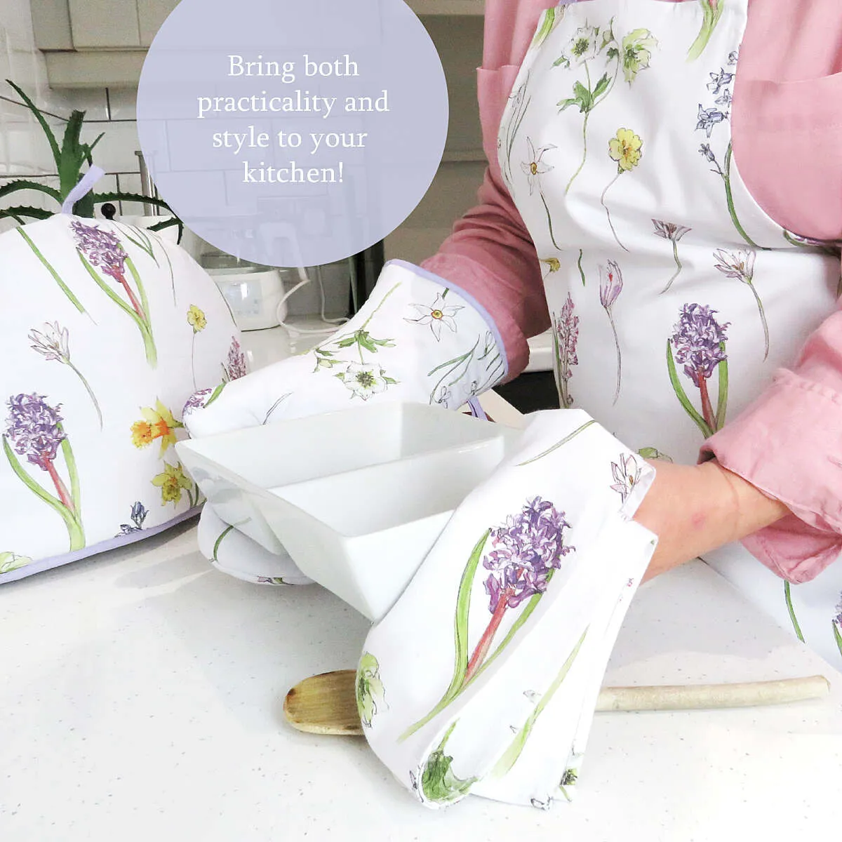 Spring Floral Cotton Double Oven Gloves