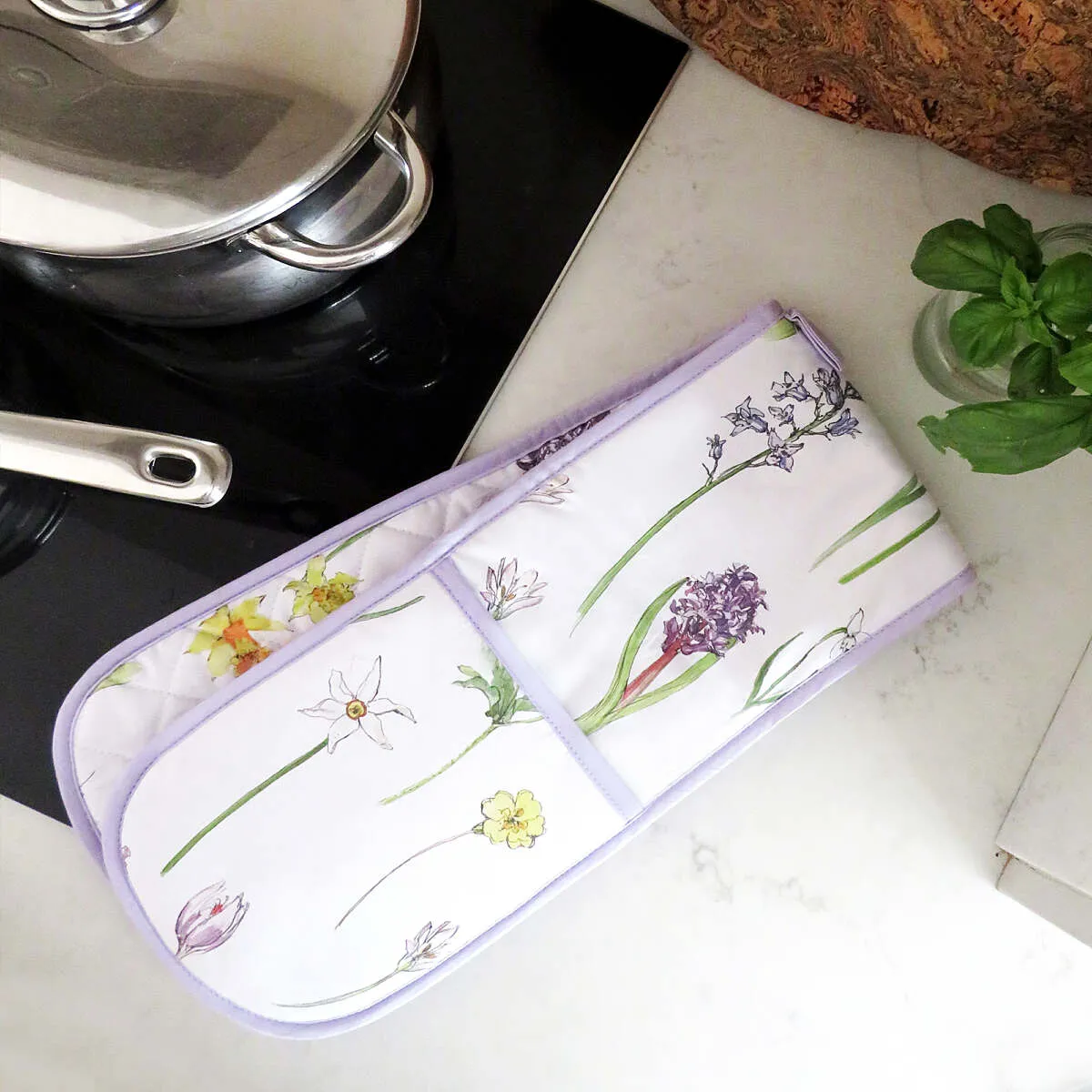 Spring Floral Cotton Double Oven Gloves