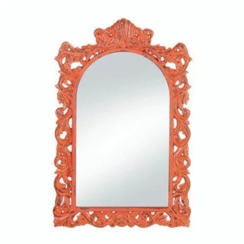 Stylish Distressed Orange Wall Mirror (pack of 1 EA)