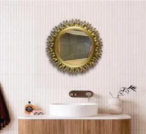 SWAN HOME ART Stylish Wall Mirror, Decorative Mirror, Atractive Mirror 18x18 (Golden)