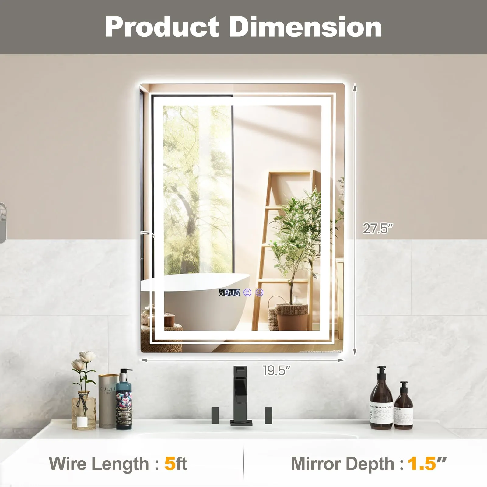 Tangkula Defogging LED Bathroom Mirror