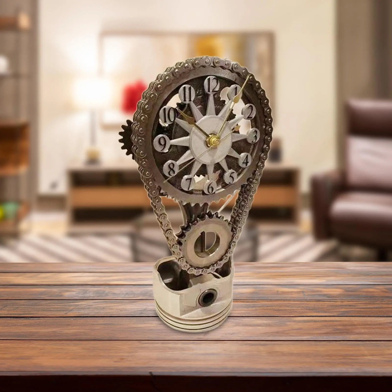 THE STYLE SUTRA Rotating Gear Clock Craft Table Clock Shelf Clock for Living Room Decoration