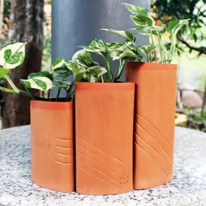 Trigo Terracotta Planters Set of 3 (Large,Medium,Small)