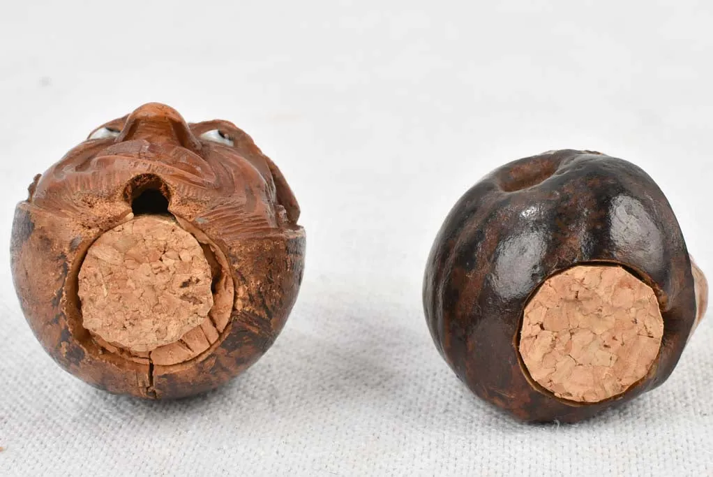 Two miniature sculptures - 19th century Corozo nut - 2¼"