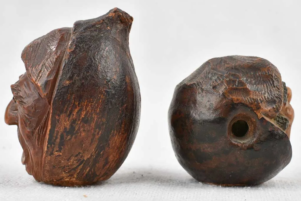 Two miniature sculptures - 19th century Corozo nut - 2¼"