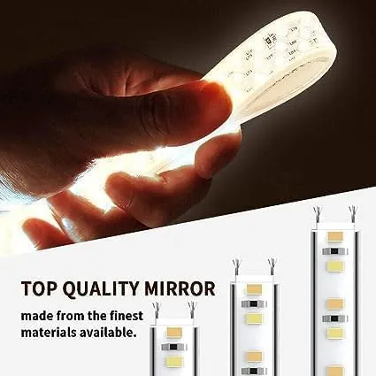 UNIQUE MIRROR led wall mirror for The living room, bedroom, and dressing room, as well as a wall-mounted led mirror with a touch sensor for three light setting and rectangular shape (21x21).