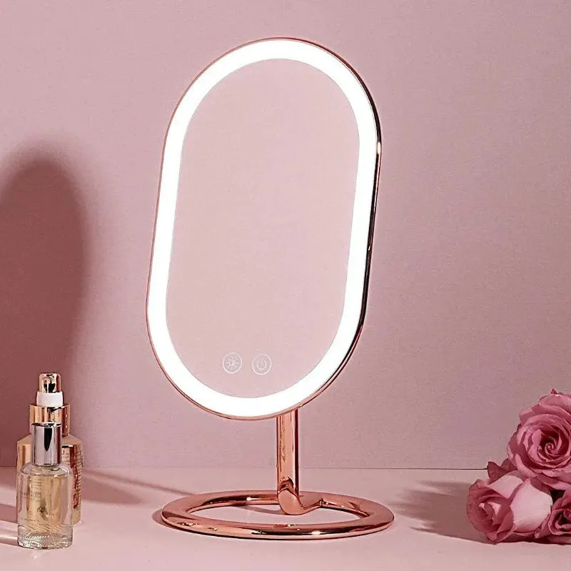 Vanity Makeup Mirror, Rechargeable with 3 Dimmable Light Settings and Dual Magnification