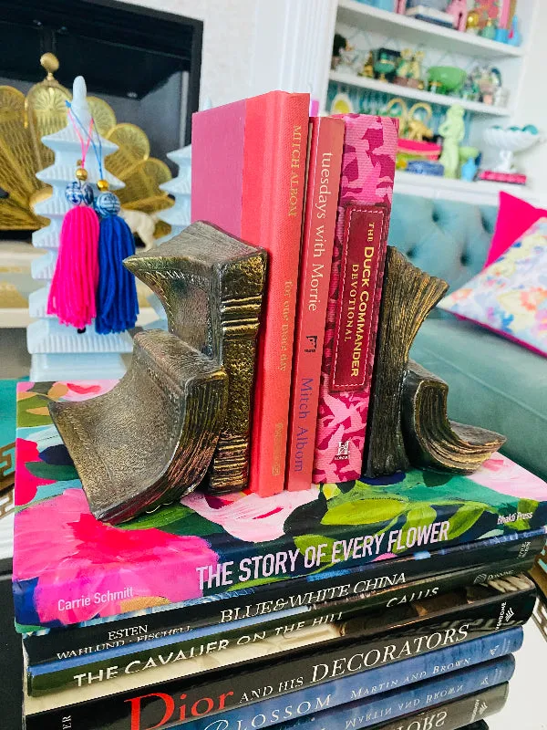 Vintage Metal Bookends - Book Shaped