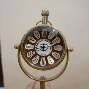 Vintage Style Antique Brass Tabletop Clock, Analog, for Home Decor